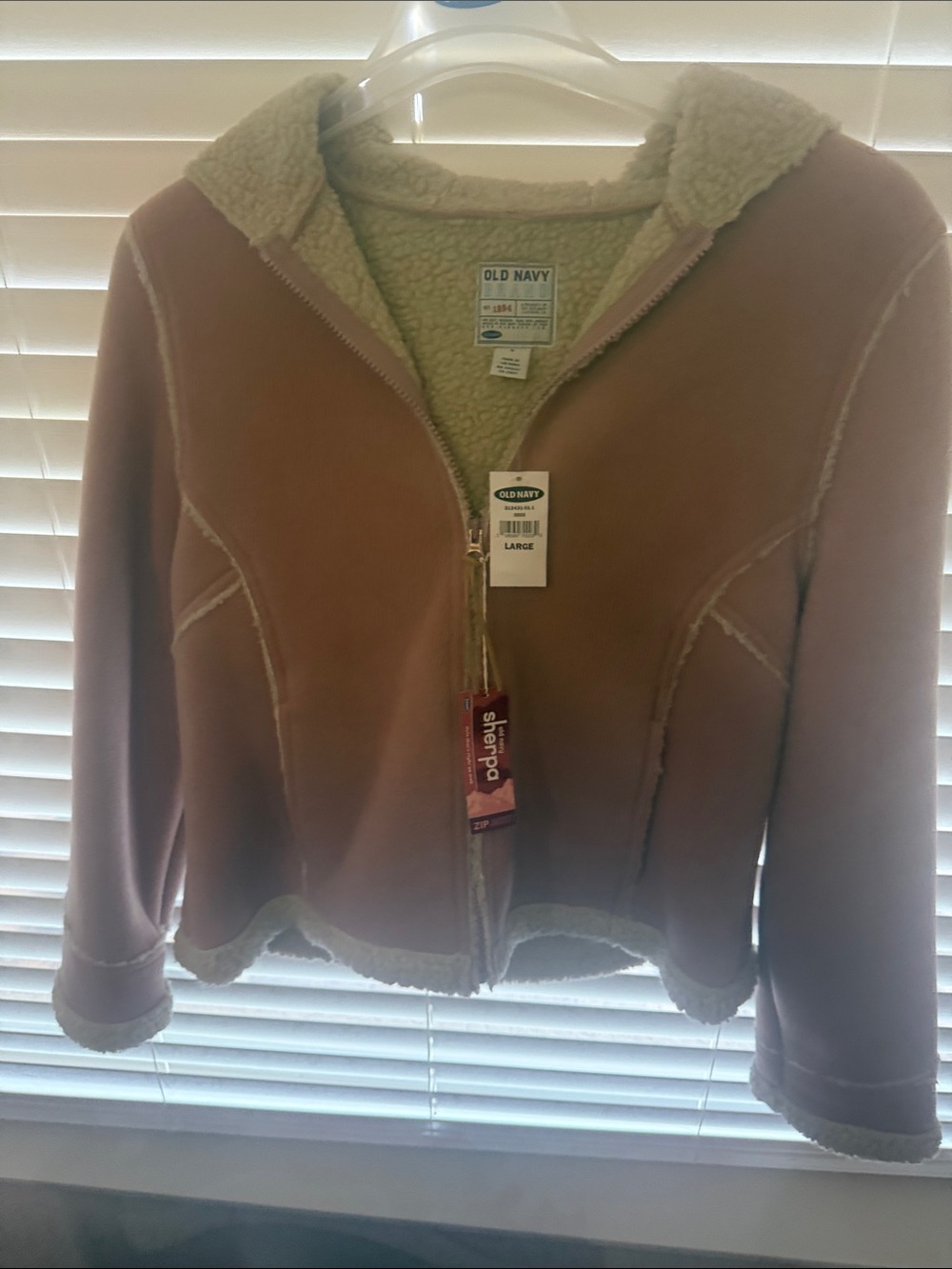 Brand New- Old Navy Pink Sherpa-Lined Zip Hoodie Jacket